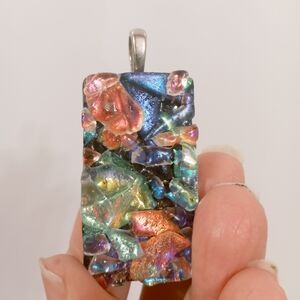 Vintage Colorful Dichroic Glass Pendant